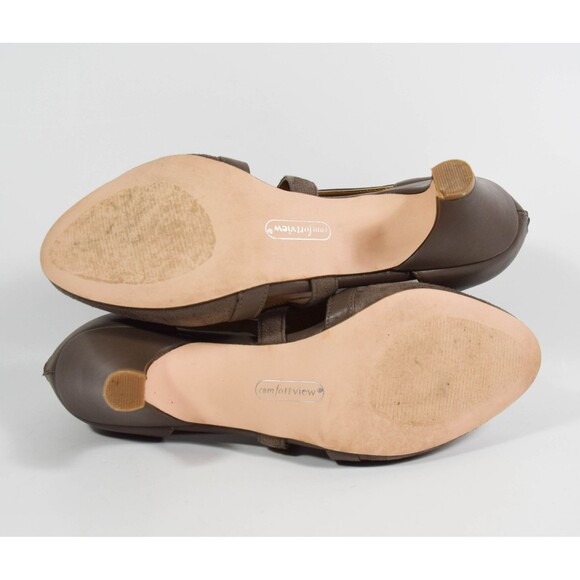 Comfort View Sage Taupe Side Cutout Heel Ankle Shootie Pumps Sz 11W - Picture 6 of 6